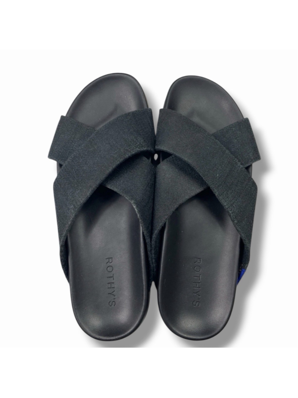 Rothys The Weekend Slides Womens 9.5 Black Cross Strap Comfort Sandals